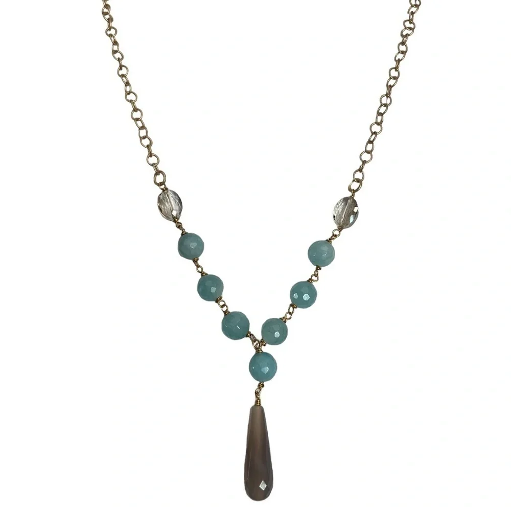 Dana Herbert Glass Crystal Beaded Y Necklace